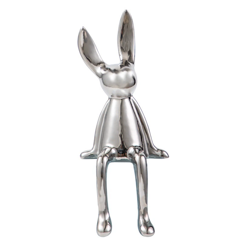Интернет-знаменитости Творческий мультфильм сидячая поза длинные уши украшение в виде кролика высококачественный свет Роскошная гостиная ТВ шкаф винный шкаф украшение для входа