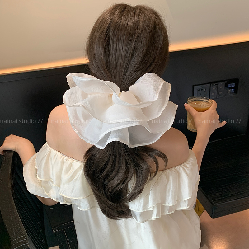 El encaje francés punto de onda arco intestino grueso anillo de cabello para mujeres de alta calidad cuerda de cabello de alta elasticidad cuerda de cabello adornamiento