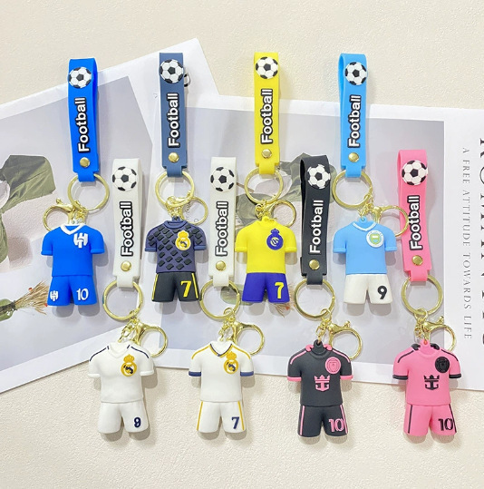 Cross-Border New Creative Cartoon Football Jersey Keychain Pendant Bag Car Key Chain Accessories Gift Wholesale