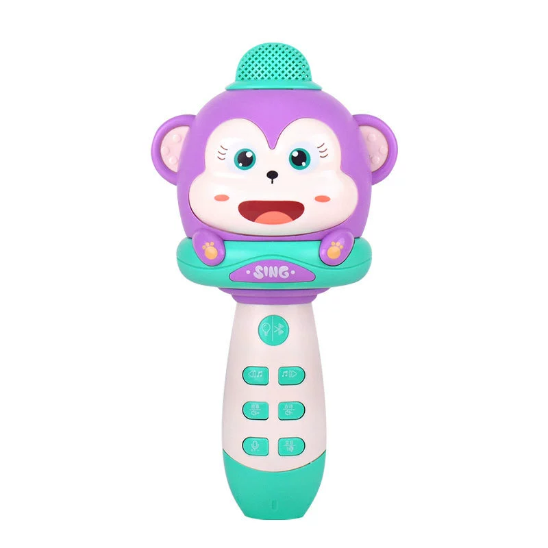 Беспроводной игрушечный микрофон Bluetooth, караоке для детей, дизайн «обезьянка», изменение голоса и LED, 4 цвета