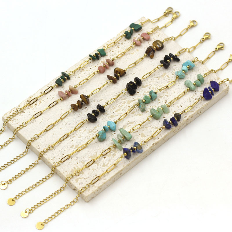 Simple and Fresh Amazonite Peacock Stone Women's Bracelet Stainless Steel Gold-Plated Color-Preserving Jewelry Cross-Border Supply Simple and Fresh Amazonite Peacock Stone Women's Bracelet Stainless Steel Gold-Plated Color-Preserving Jewelry Cross-Border Supply
