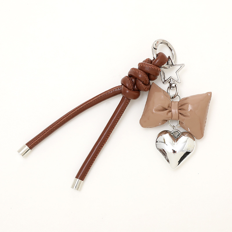 Basic Style 1 Piece Basic Heart Shape Bow Knot Pu Leather Valentine'S Day Keychain