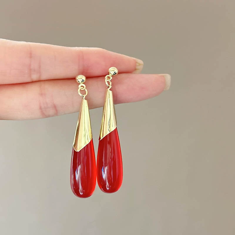 Красная и серебристая игла, модной дизайн ретро серьги