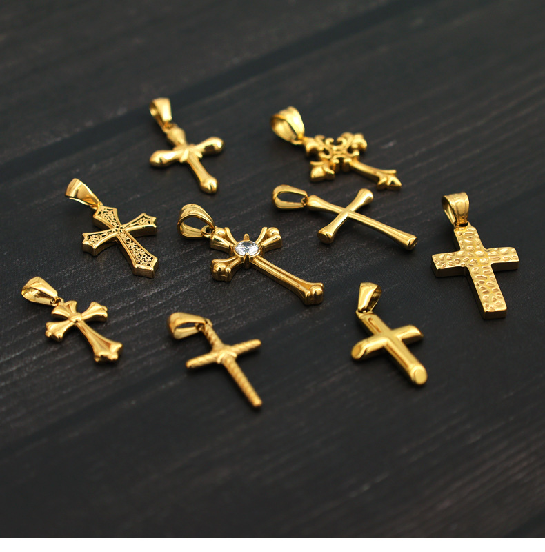 3g Weight Pendant Jewelry Making Type Real Gold Plated Plating Material 1 Piece Quantity Daily Occasion 304 Stainless Steel Material Cross Pattern All Seasons Season Unisex Gender Polished Finish Retro, Classic Style Style Waterproof Non Tarnish Craft 1 Piece 304 Stainless Steel Real Gold Plated Cross Polished Pendant 8