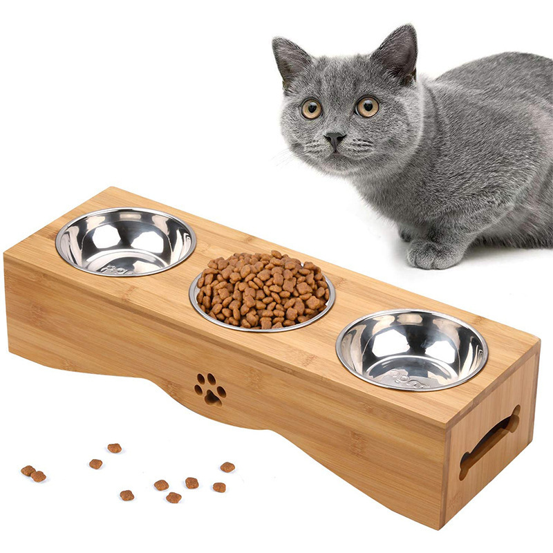 Bamboo pet bowl shelter factory processing wholesale cat eating…