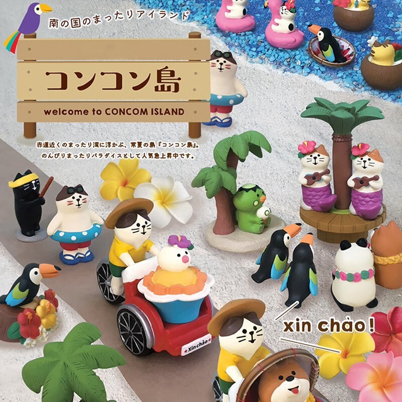 Japanese-Style Cat Zakka Summer Island Coconut Tree Trendy Gift Ins Resin Craft DIY Small Ornament