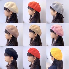 儿童韩版秋冬季贝雷帽宝宝羊毛呢百搭秋冬季女孩画家帽毛呢帽子