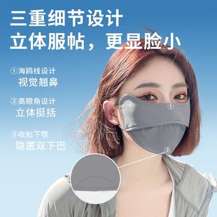 J82024 Eye Corner Stereo Full Face Mask Mask Anti-Uv Protection Women's Sunshade Seamless New Breathable Ice Silk G3