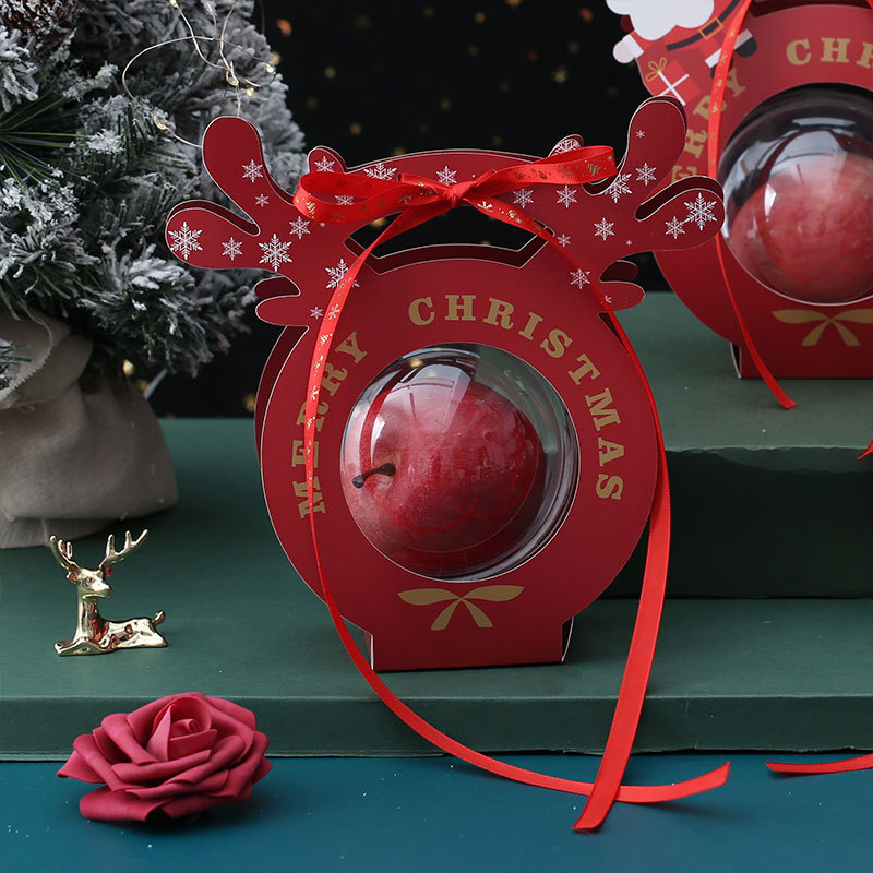 クリスマスアップルボックスクリスマスイブ子供のクリスマスフルーツ包装箱透明ポータブルギフトギフトボックスギフトバッグ|undefined