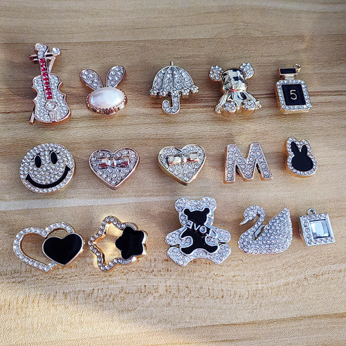 DIY jewelry accessories full diamond swan heart hole shoe accessories garden shoe creative decorations accessories full diamond plastic