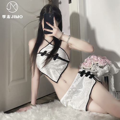 Sexy lingerie, sexy bellyband, halter neck cheongsam, hot backless temptation, retro buckle uniform suit, one piece drop shipping