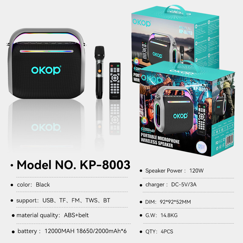 8003 パーティー Bluetooth スピーカー屋外 RGB 雰囲気ライトマイク超長バッテリー寿命スクエアダンスステレオクロスボーダー|undefined