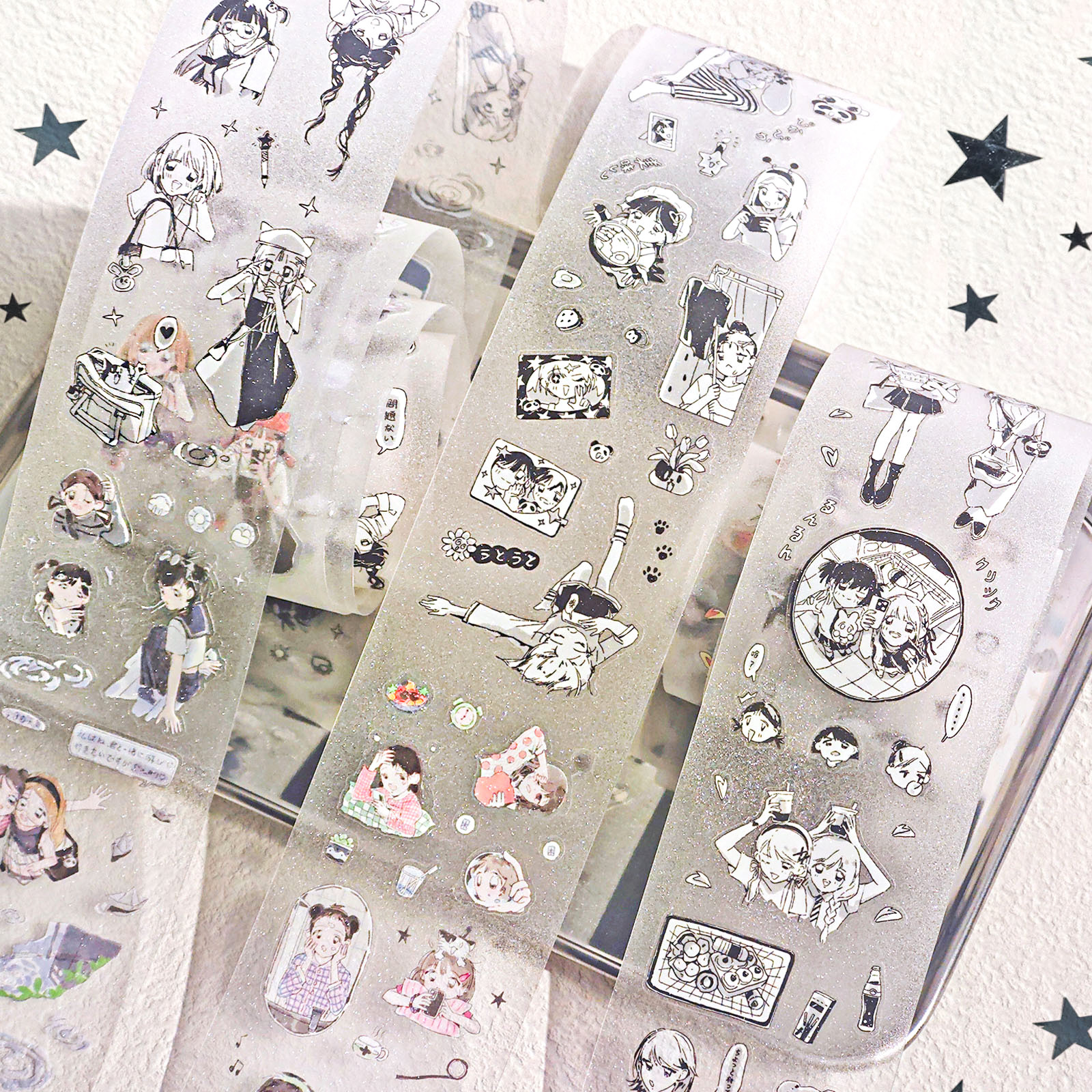 AGUGUins Wind Flash Sand Tape ¡Hola, tiempo! Serie de personajes animados cuentas DiDi pegatinas cinta adhesiva