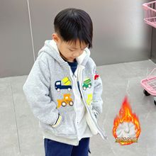 严选儿童外套25日系保暖男女童加绒连帽外套宝宝秋冬户外上衣