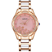 限时包邮瑞士女士非机械表镶钻仿陶瓷石英手表女款简约气质夜光