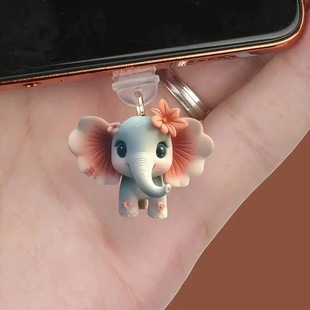 Long Nose Elephant Dust Plug Phone Decoration Pendant Suitable for iPhone / Type-C Connector