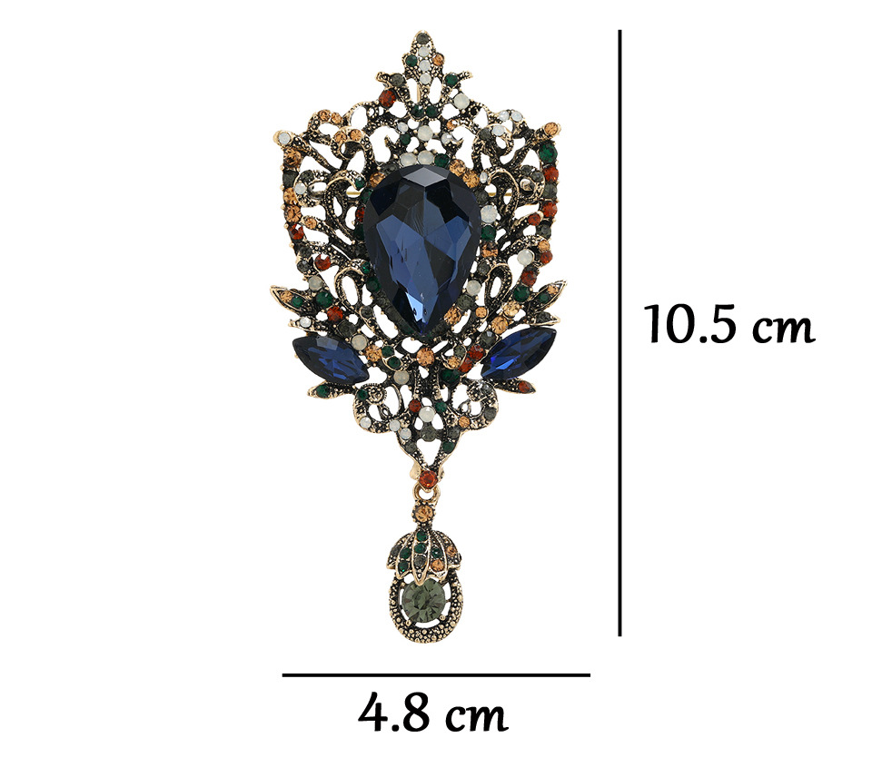 36g Weight Retro Pin Water Droplets Alloy Plating Inlay Glass Unisex Brooches