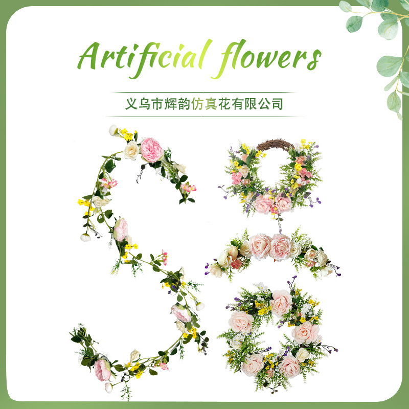 Cruz de la frontera de la vid Rosa artificial de Europa y América decoración del salón de bodas Arco fábrica al por mayor artificial rosa de Ratán