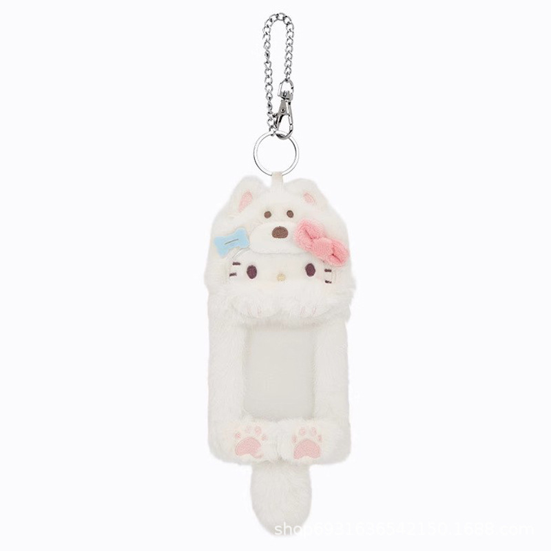 Llavero con Funda para Tarjetas de Peluche de Peluche Corto para Bolso