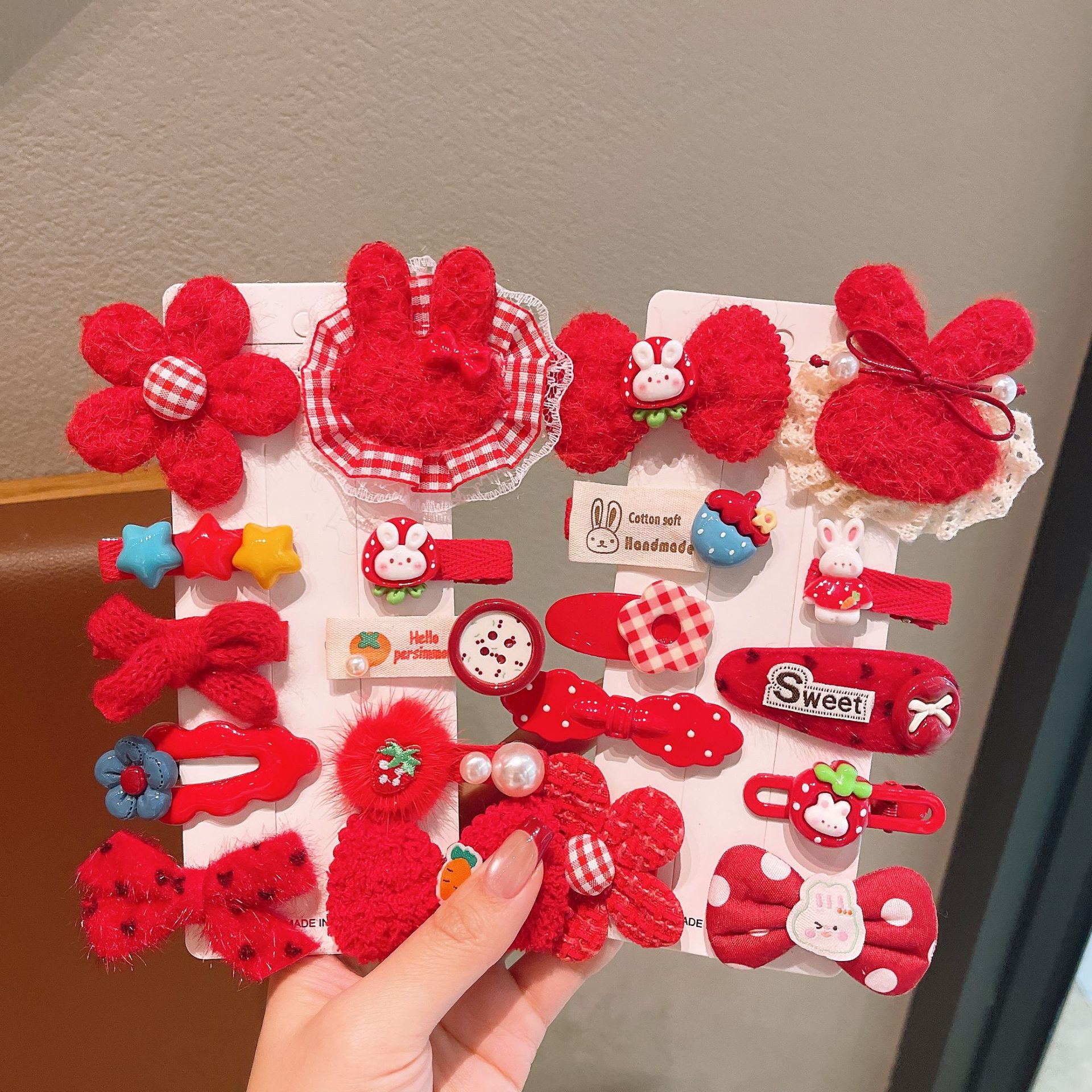 Año Nuevo Caballo arco rojo pinzas de cabello para niños Año Nuevo Fiesta de Año Nuevo pinzas de cabello para mujeres bebés lindos pinzas de cabello rotas BB