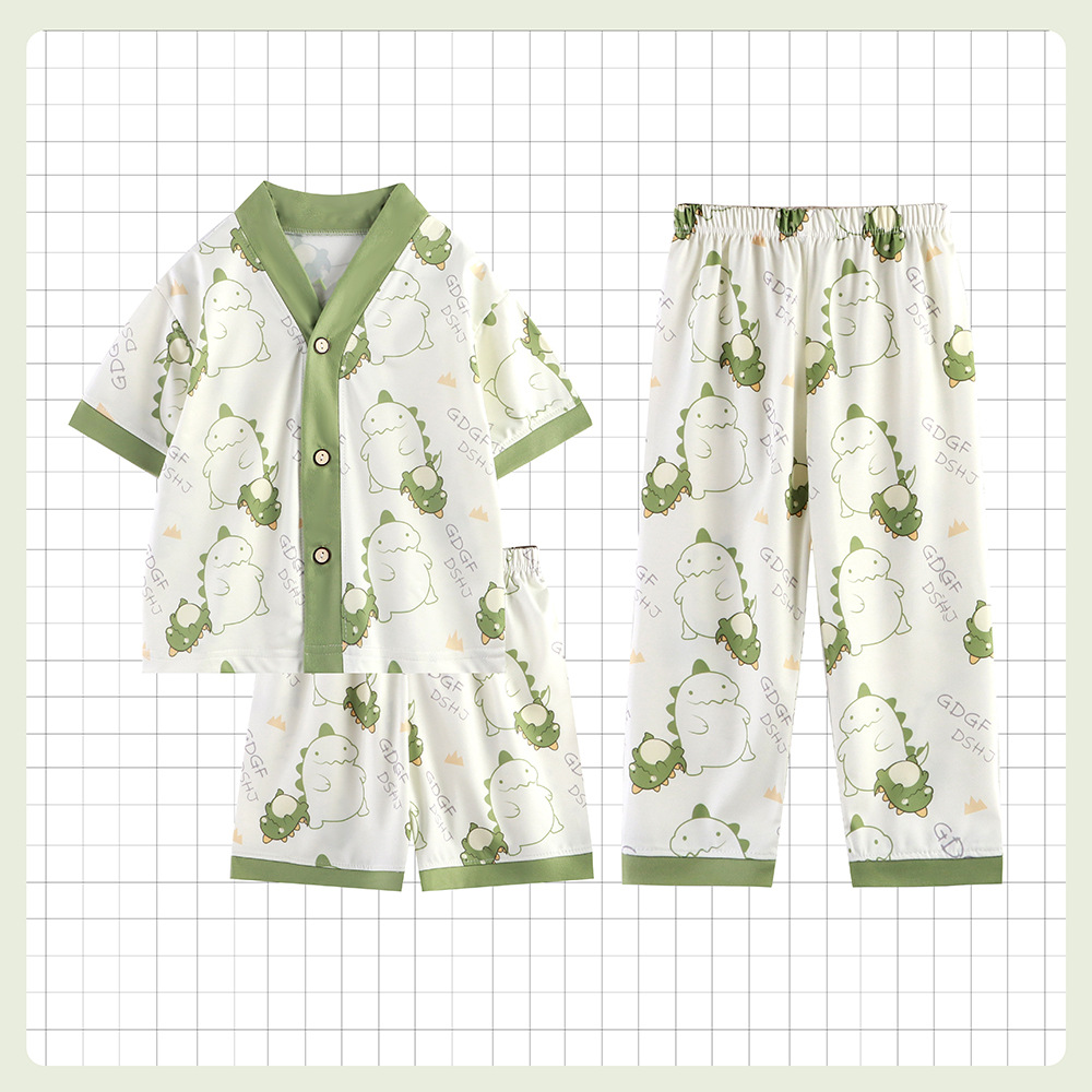 Nuevo traje de ropa para el hogar para niños, pijamas para niños grandes, traje de manga larga, pijamas para niños y niñas de primavera y otoño, traje de tres piezas