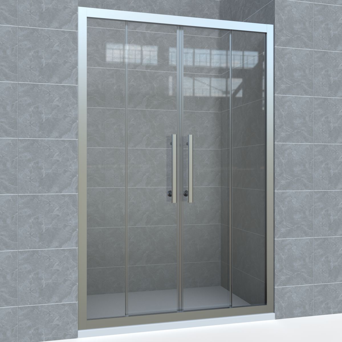 Wholesale Production of Shower Screen Complete Sets of Accessories, Automotive-Grade Tempered Glass, Matte Silver Aluminum Alloy Frame, Silent Double Rollers