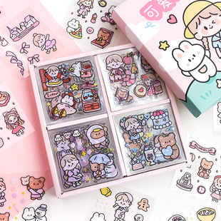 100 hand account stickers suit waterproof transparent water cup small pattern cane ins style girl heart hand account stickers