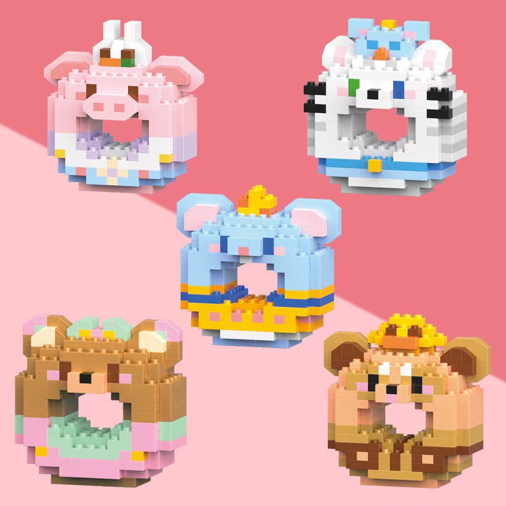 Cross-border Compatible Lego Cute Cartoon Doll Building Blocks Donut Series Micro Particle Assembled Toys for Children Wholesale