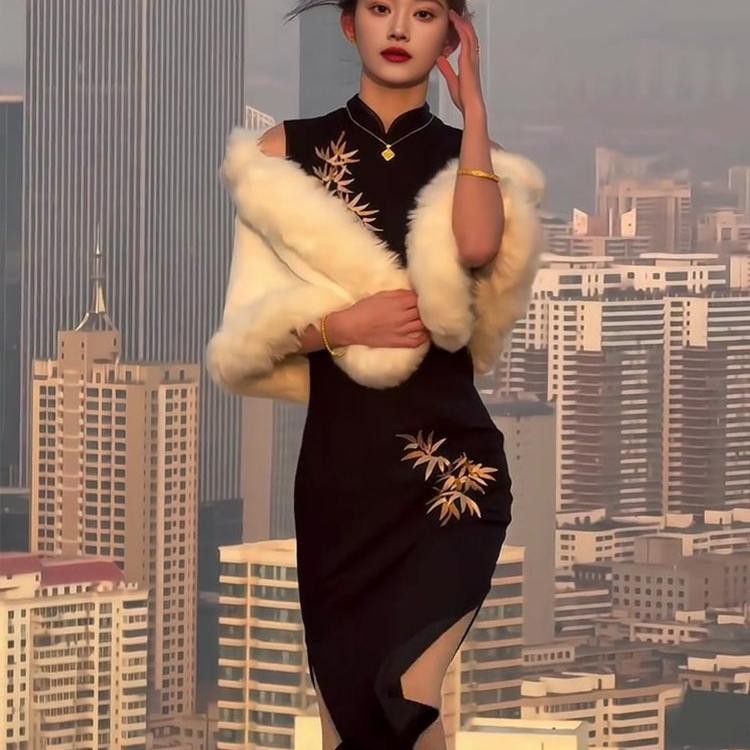 2025 Cross-Border European And American High-End New Chinese Style Women's Summer Thick Elastic Patterned_ecoleips.com