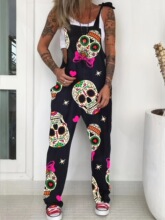 Y 672 Printed Skull Jumpsuit ���t�^�B�wѝ �羳�����R�d