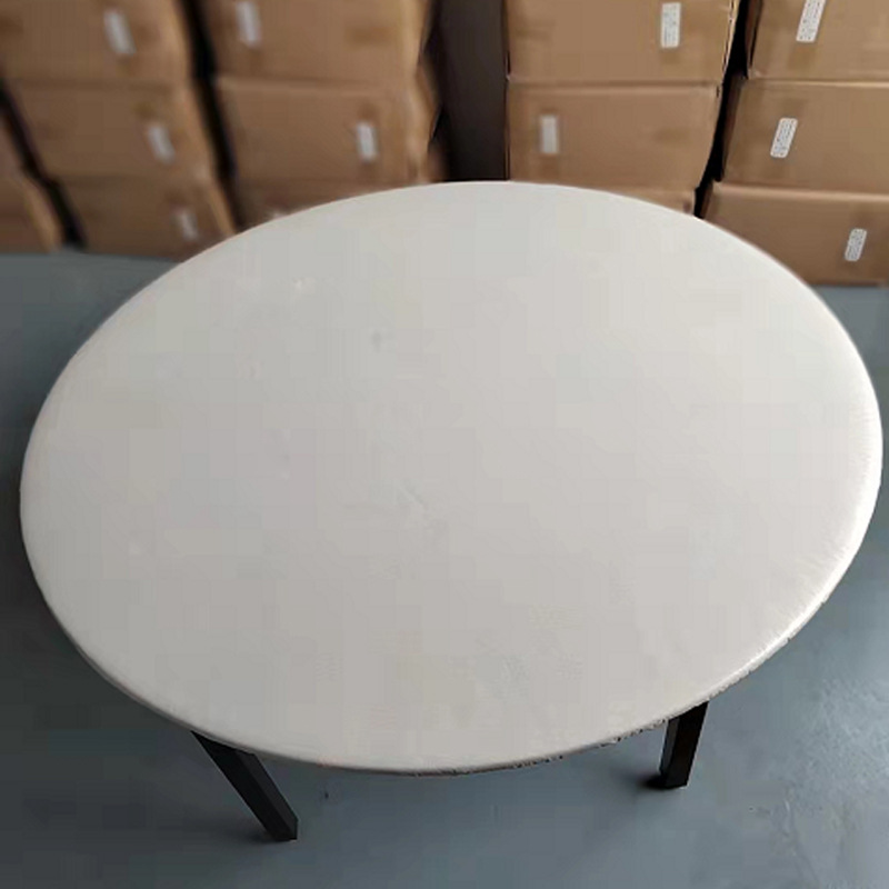 Mantel redondo de PVC transfronterizo impermeable y a prueba de aceite forrado de vellón grueso transparente impreso mantel de plástico banda elástica mantel de grano de madera