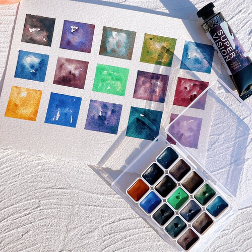 Wholesale Shijue new layered color watercolor pigment mineral texture antique illustration  precipitation color self-selected color packaging