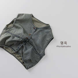 儿童薄款牛仔马甲2025春夏新男女童薄款坎肩宝宝日系韩版潮童穿搭