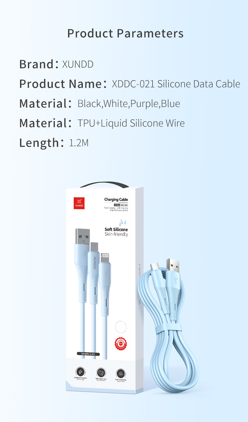 Xundd Liquid Silicone Data Charging Cable