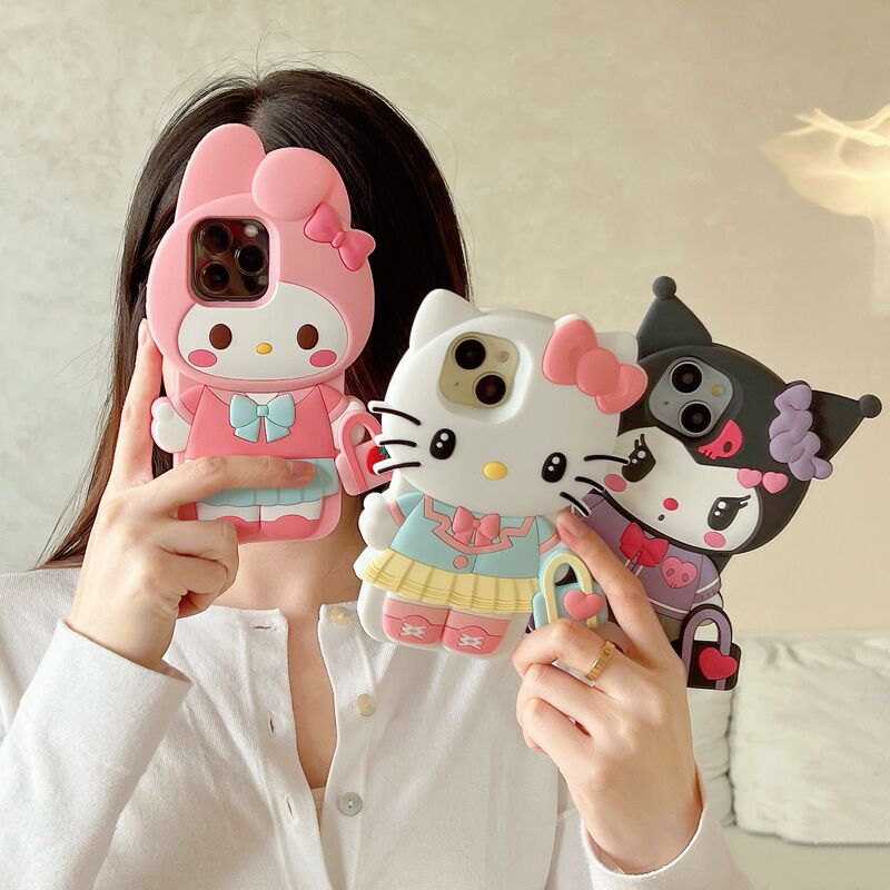 Cartoon Carrying Bag Kt Cat Sanrio Iphone14/13 Suitable for 11 Apple 17/16/15Promax Mobile Phone Case
