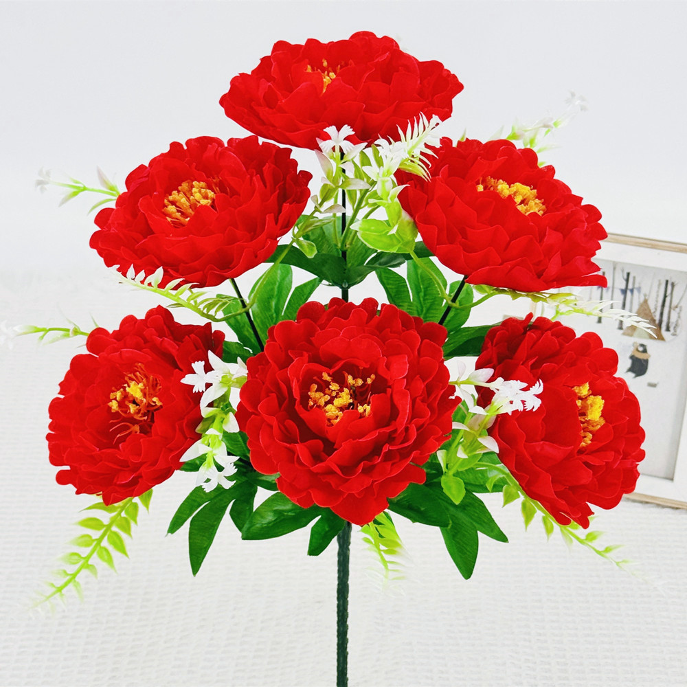 Peonía de imitación de flores 6 auspiciosas flores de peonía decoración de sala de estar flores interiores y exteriores flores de decoración de alta calidad