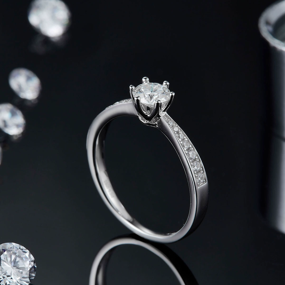 华莎珠宝 Ring with stone, classic accessory for St. Valentine's Day, 1 carat