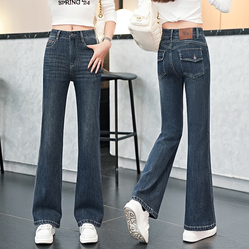 2026 Spring and Autumn New Fashionable Flared Pants Versatile Women's Denim Pants Slim Fit Flared Long Pants Cotton