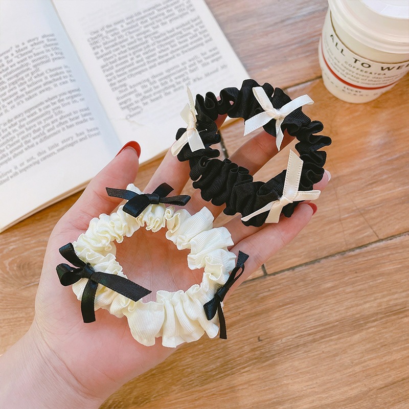 black and white pleated scrunchie