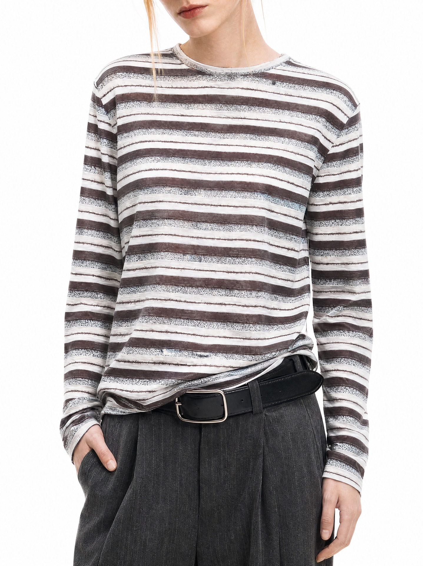 MADEEXTREME 180g Striped Drop-Shoulder Long-Sleeve Tee