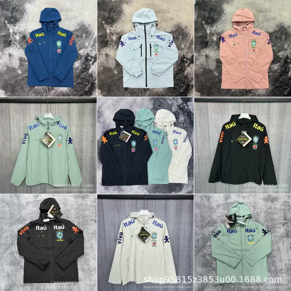 Brazilian Windbreaker Brazil Argentina Santos Zip-Up Hooded Integrated Cotton Jacket Casual Windbreaker