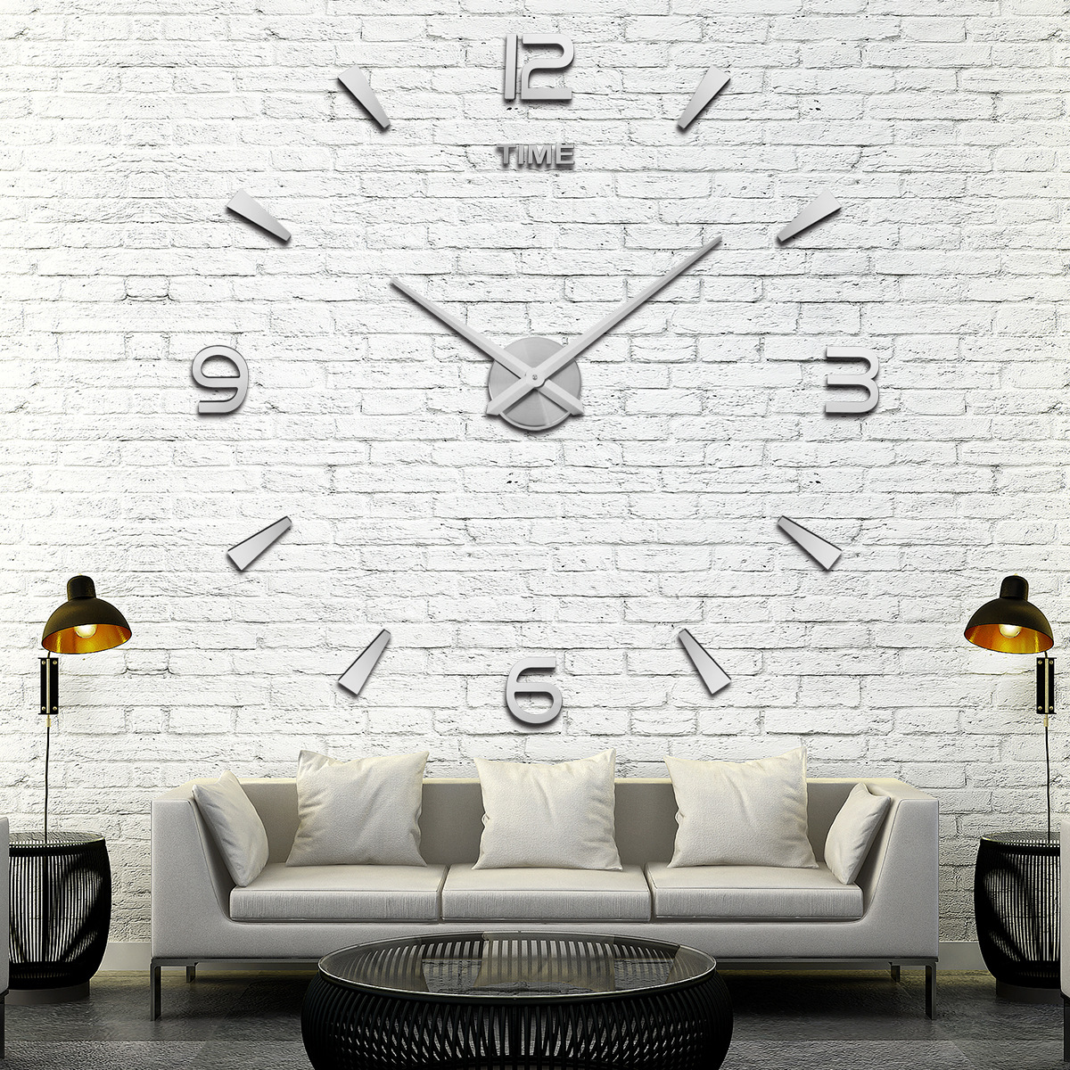 Reloj de sala de estar Amazon creativo DIY etiqueta de la pared reloj 3D tridimensional europeo simple gran reloj de pared sala de estar Reloj de pared de estudio