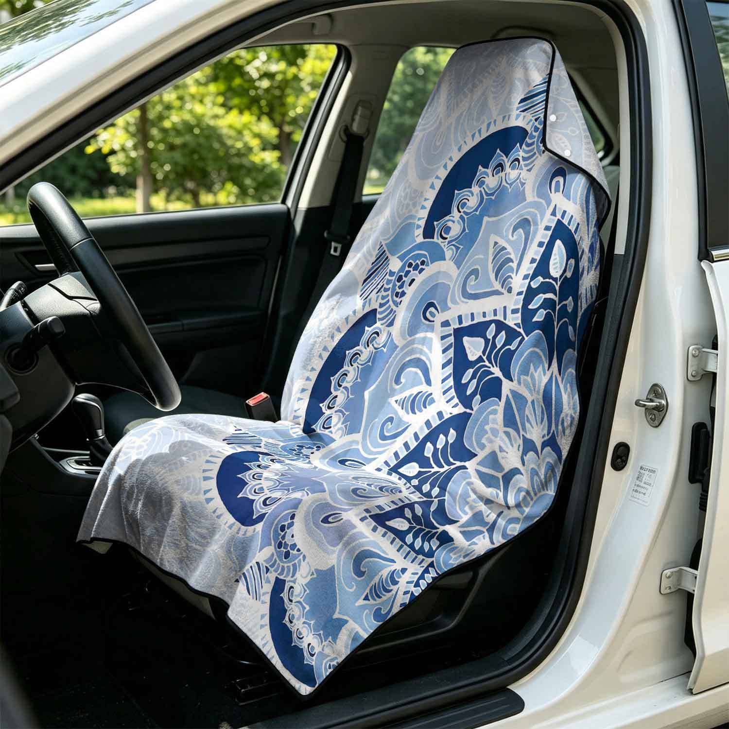 Printed bath towel and car seat cover 2-in-1, ultra-fine fiber outdoor beach and car dual-use universal seat cushion