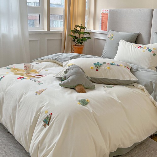 Category A maternal and infant grade cartoon 100% cotton four-piece set washed cotton pure cotton quilt cover 100% cotton children's 3-piece set Nantong Home Textiles