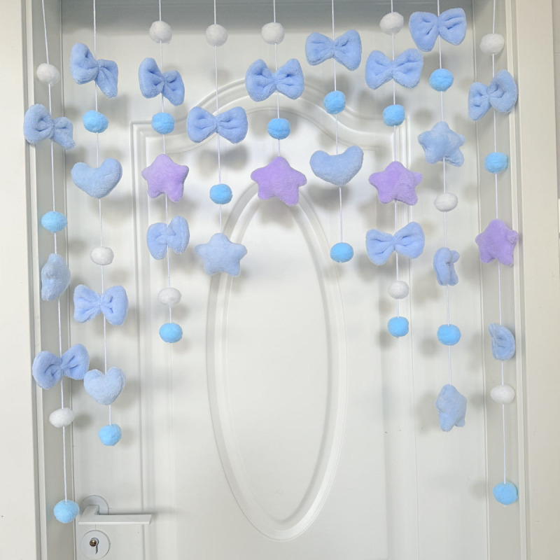 Cute Cartoon Blue Cloud Kuromi Sweet Home Door Curtain Bedroom Living Room Curtain Door Curtain No-Drill Partition Curtain