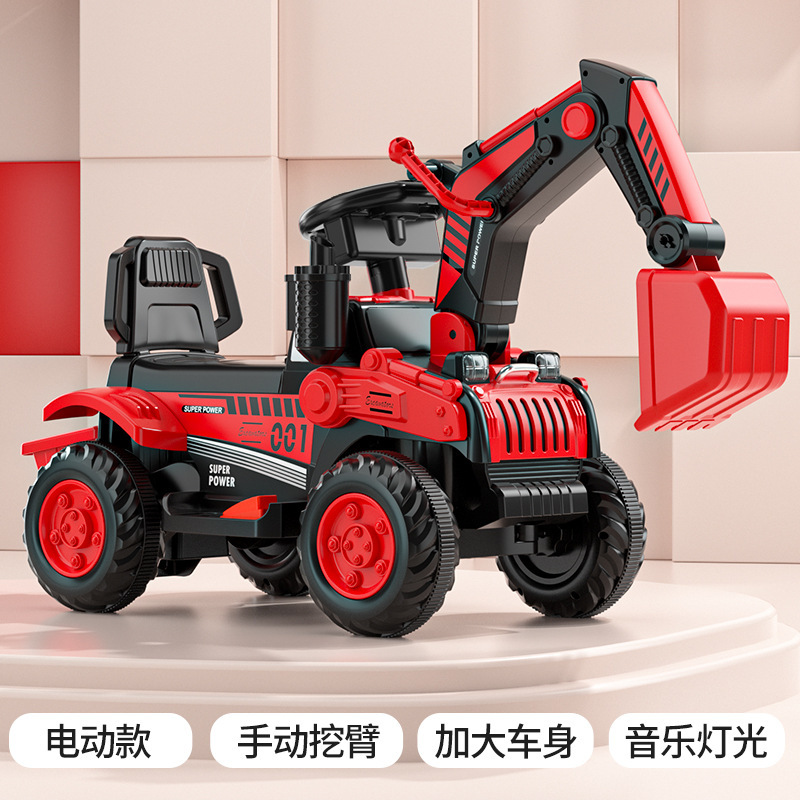 Excavadora de juguetes eléctricos para niños 1 - 5 años de edad coche de ingeniería puede sentarse en excavadora eléctrica de control remoto grande