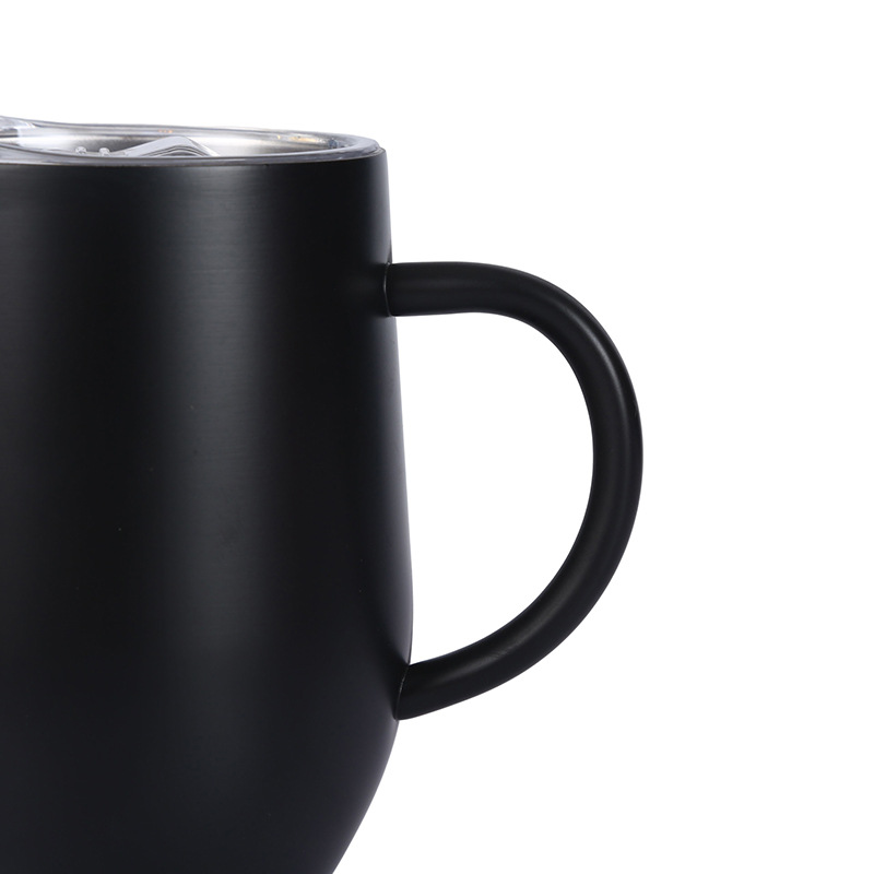 Taza de cáscara de huevo creativa transfronteriza con mango 304 taza de acero inoxidable taza de café de aislamiento con tapa portátil al por mayor