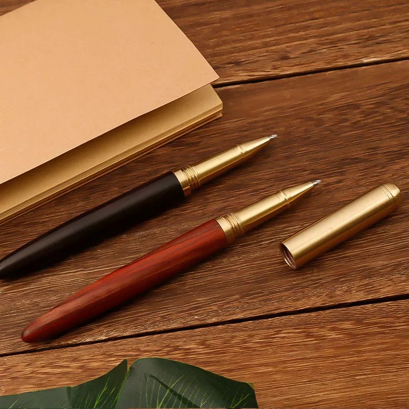 In-Stock Vintage Sandalwood Signature Pen Student Office Gift Pen Brass Business Writing Wooden Fountain Pen Calligraphy Practice Pen