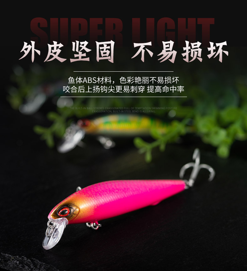 Sinking Minnow Lures Shallow Diving Minnow Baits Fresh Water Bass Swimbait Tackle Gear