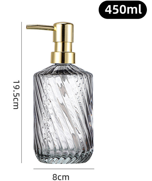 Amazon 400ml botella de champú de vidrio transparente diamante desinfectante de manos botella de jabón líquido de baño botella de vidrio